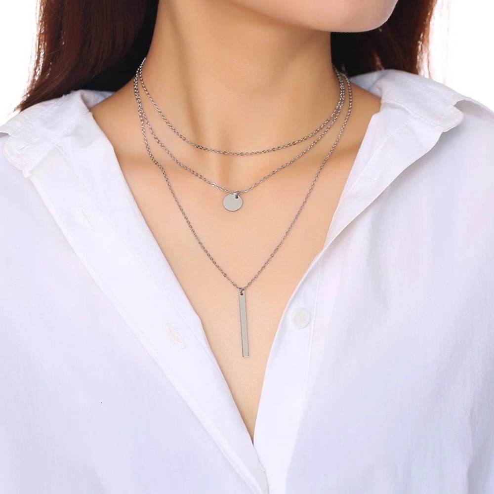 3/28💐 Multilayer chain Vertical Pendant Necklace